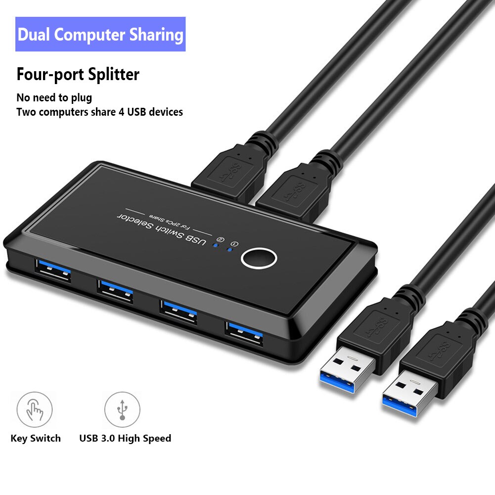 Für Tastatur Maus Drucker Scanner USB 2,0 3,0 KVM Umschalter Wähler 2 Computer teilen 4 USB Geräte schalten Kasten Hub Adapter