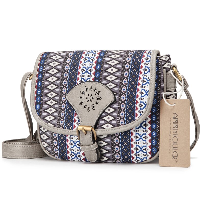 Annmouler brand kvinder skuldertaske vintage udhulet crossbody taske pu læder lille taske boheme stil messenger tasker