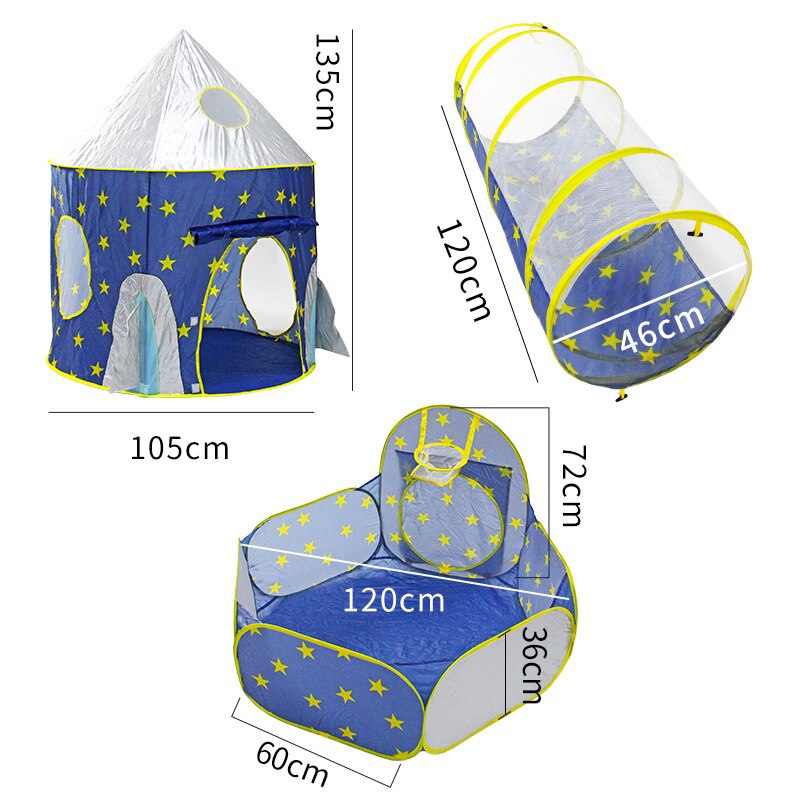 Plus grande tente pour enfants enfants vaisseau spatial Tipi Wigwam bébé balle piscine parc avec Tunnel rampant enfant fusée tente jeu maison de jeu