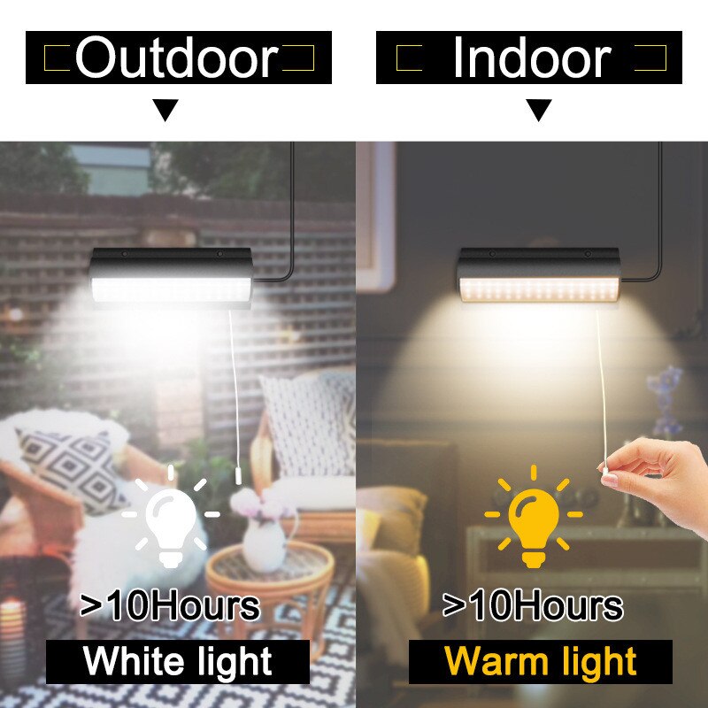 Lampe solaire suspendue avec interrupteur et interrupteur, éclairage pour l'intérieur et l'extérieur, lumière unique en deux parties, allumage/extinction automatique, idéal pour une chambre, un balcon ou une terrasse, modèle de LED