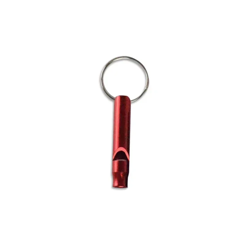 1 PC Aluminum Whistle Keychain Metal Survival Whistle Outdoor Training Dog Training Colorful High Frequency Sound Wave Whistle: Red