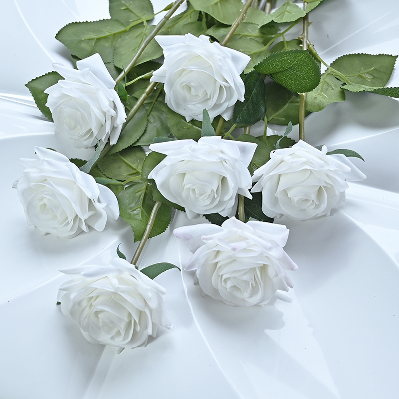 7 Uds. De rosas artificiales, flores de seda de tacto Real para el hogar, mesa de boda, ramo, decoración de: Beige