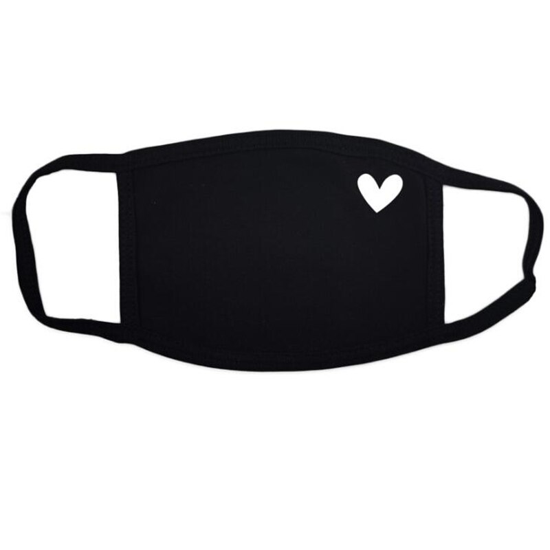 Washable Heart-shaped Printed Face Covers Dustproof Reuseable Mouth Cover Unisex Face Mouth Covers For Adult: White heart