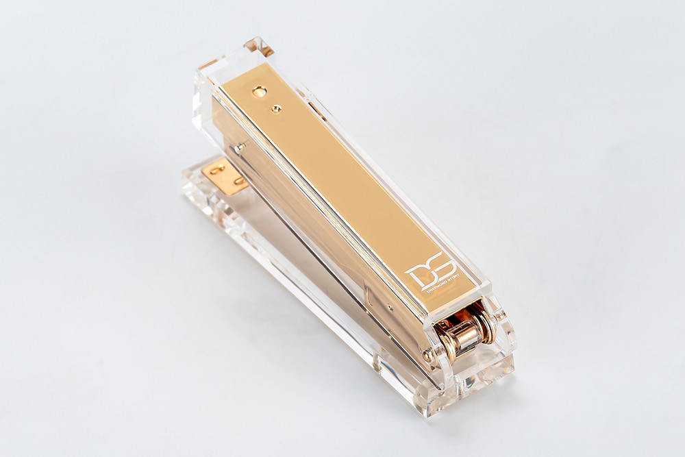 3pcs/setClear Memo Pad Note Holder+ Clear Gold Toned Acrylic Tape Dispenser +Acrylic Stapler desk kit