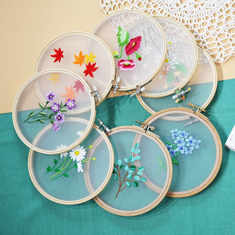 Embroidery Kit Stitch Kit Beginner Embroidery Hanging Pictures DIY Embroidery Flower Painting DIY Material Kits Mesh Hanging