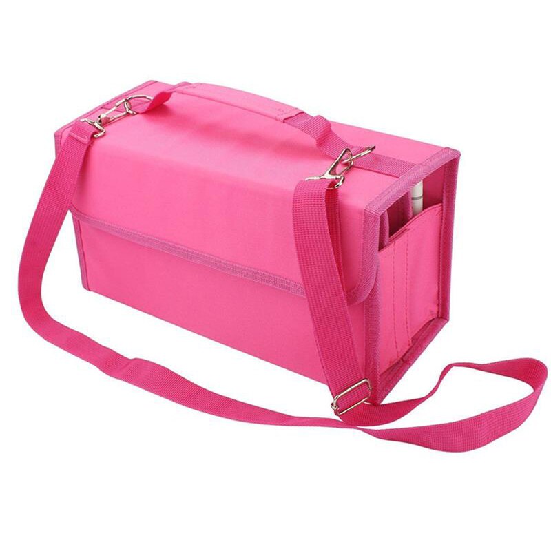 80 Slots Large Capacity Folding Marker Pen Case Art Markers Pen Storage Carrying Bag Durable Sketch Tools Organizer: Rose Red