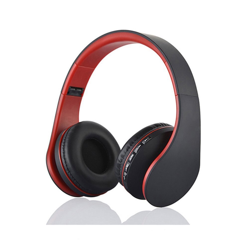 HIFI stereo earphones bluetooth headphone music headset FM and support SD card with mic for mobile xiaomi iphone sumsamg tablet: Red
