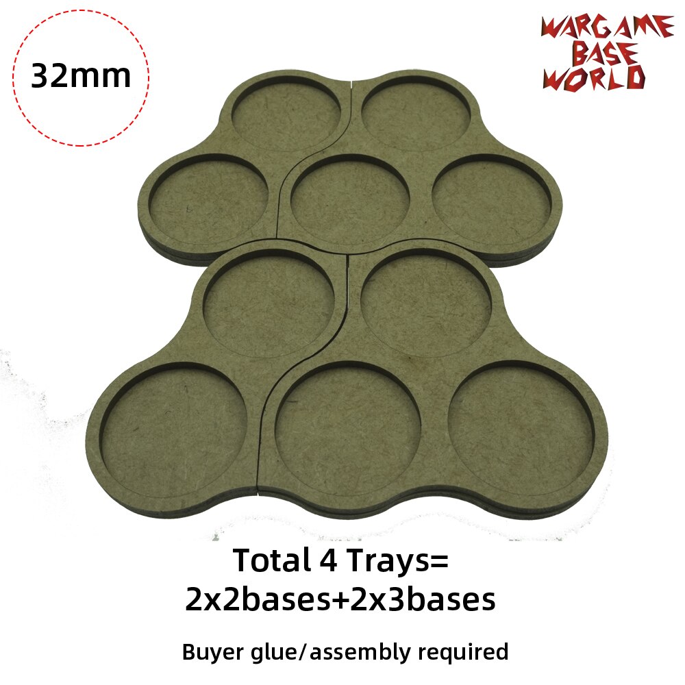 Wargame Base World - Round 32mm Movement Tray -: 4 Trays