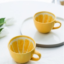 Happy Ceramic Orange Lemon Mug Cup Fruit Water Juice Coffee Mug Milk Cup Kitchen Tool for Kid