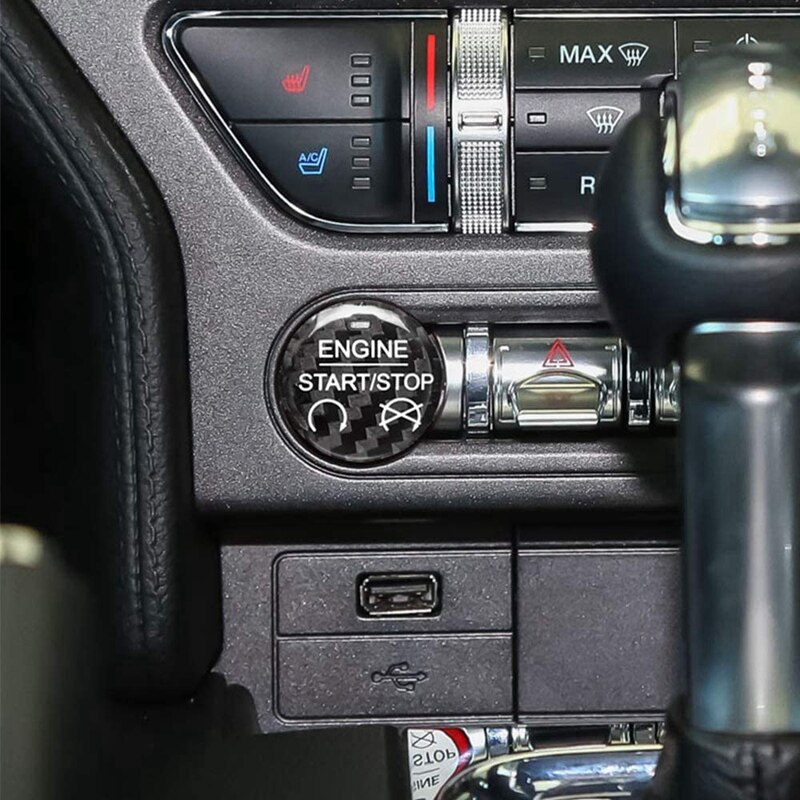 Car Engine Start Stop Button Sticker Interior Trim for Ford Mustang Carbon Fiber