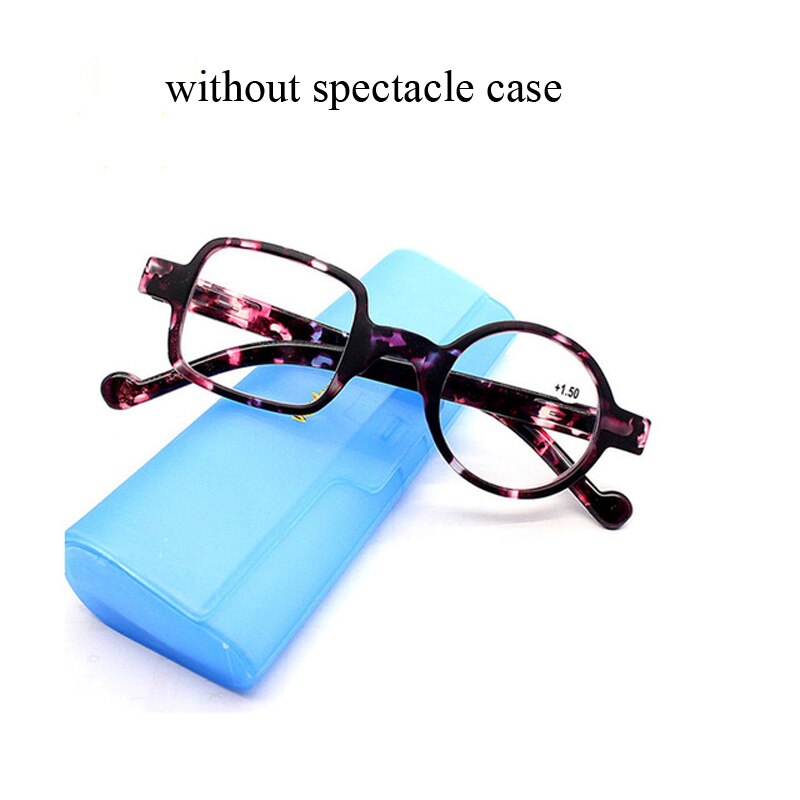 Zilead Retro Leopard Asymmetrical Round&amp;Square Reading Glasses Women&amp;Men Presbyopia Glasses Hyperopia Eyeglasses For Elder: 0 / purple