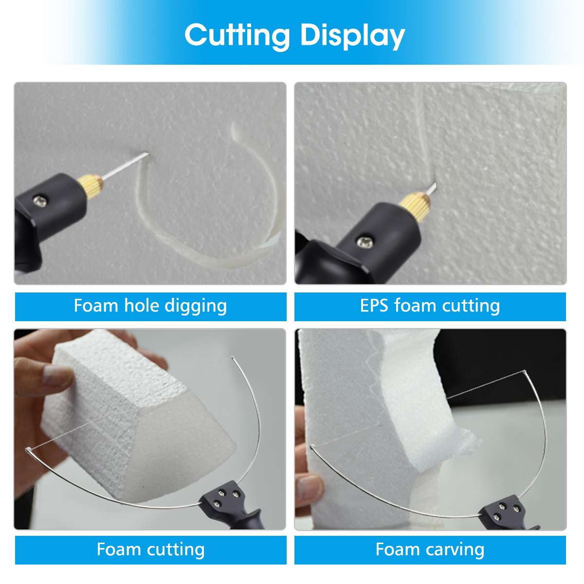 Coupe-mousse électrique 3 en 1, 100V-240V, 18W, stylo styromousse, outils avec adaptateur, couteau de découpe de mousse à fil Portable