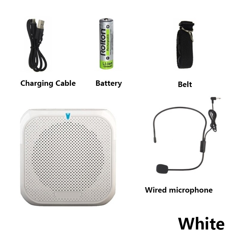 Rolton K400 Portable Voice Amplifier Megaphone Booster With Wired Microphone Loudspeaker Speaker MP3 Teacher Training 80dB: 01 WHITE