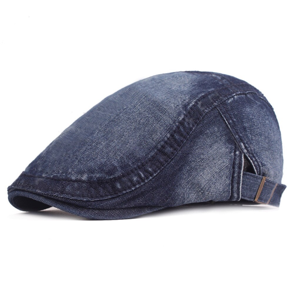 Mens Casual Newsboy Driving Golf Caps Mesh Berets Hats Classic Adjustable Cap: Dark Blue