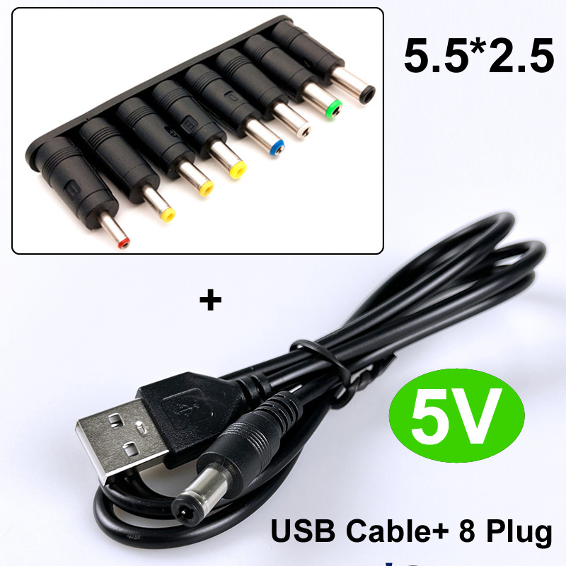 Universal 5V 9V 12V USB a DC Cable de alimentación USB Jack Cable de carga conector 55*25 para enrutador Mini ventilador altavoz cámara: Azul