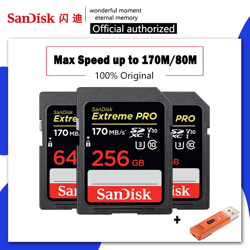 SanDisk Extreme Pro/Ultra tarjeta de memoria 32 64 128 GB U3/U1 tarjeta SD de 32GB 128 GB 64GB 256GB 512GB Flash de tarjeta SD 16GB de memoria SDXC SDHC