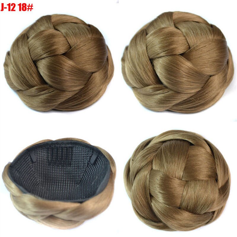 Jeedou trançado chignon cabelo sintético multi-camadas tranças almofada de pão de cabelo 10*6cm 60g redondo penteado elegante vintage updos