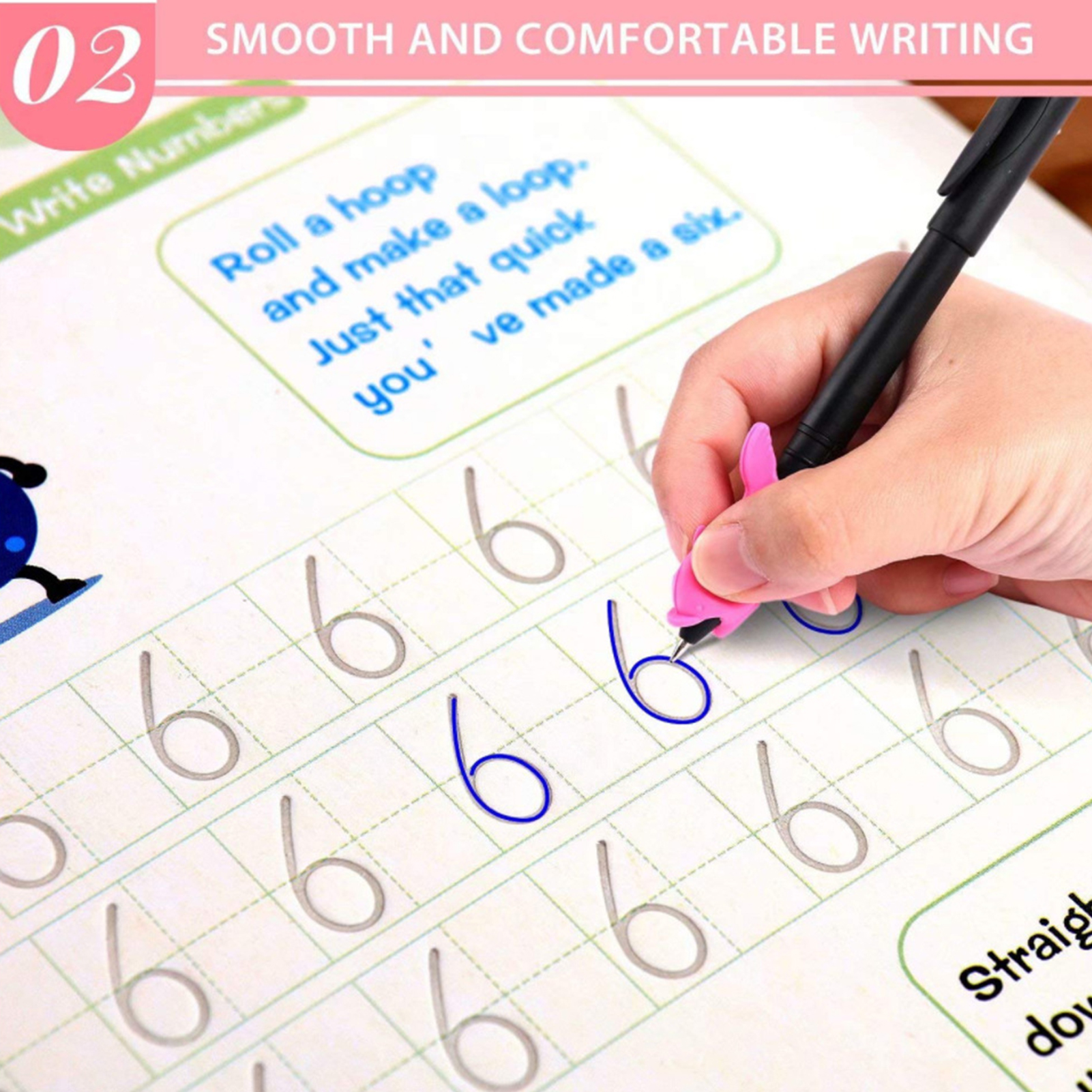 4 Books + Pen Magic Practice Copybook Free Wiping Children's Copybook Magic Magic Writing Sticker English Version