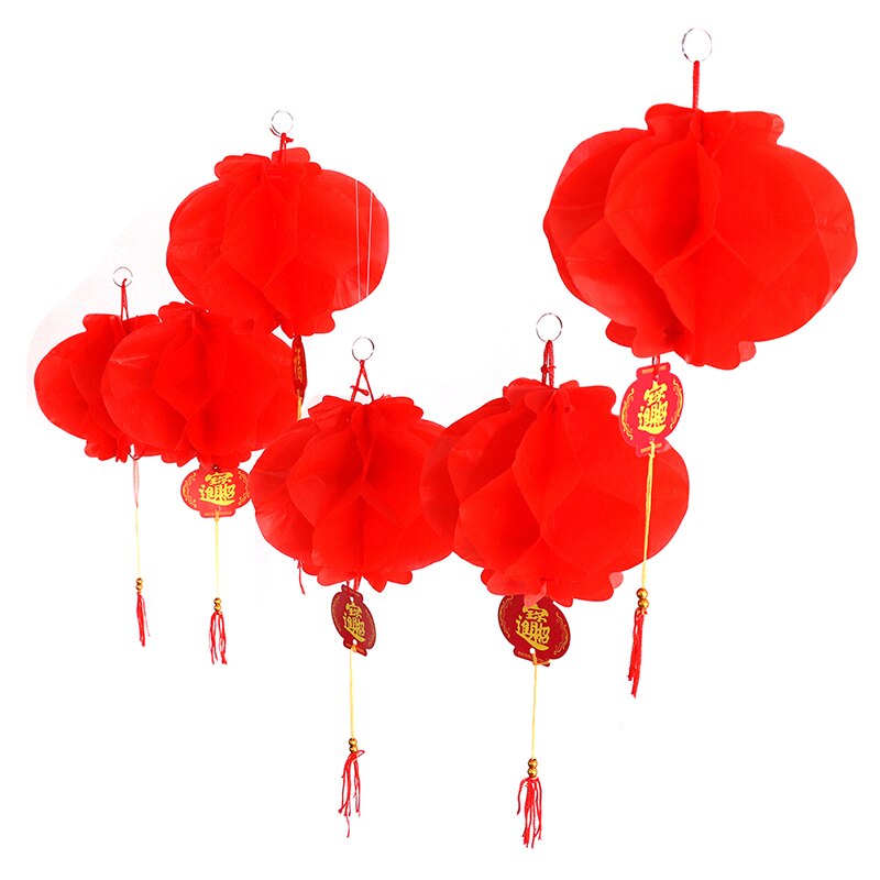 6 stk årlig papirlygte kinesisk festival rød lanterne vedhæng dekor