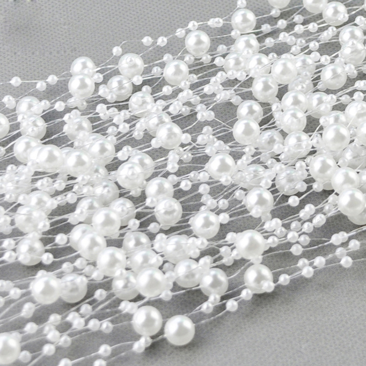 10M 3-8mm Kralen Garland Parel Strengen Vis Ketting Lint voor Kerstboom Krans Cadeaupapier Decoratie: Black Nickel
