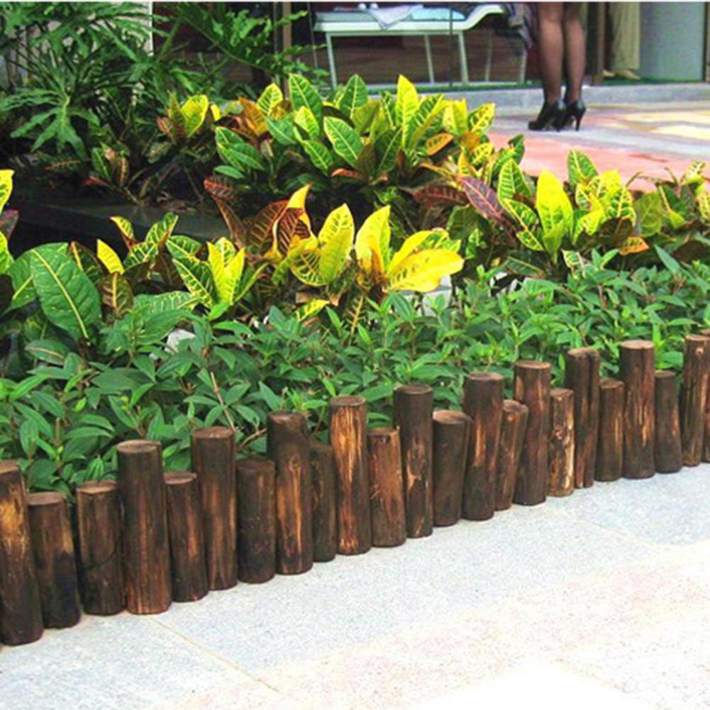 Anti-Corrosion Log Roll Border Easy Plug-in Fence Anti Corrosion Resistant Wooden Edging Fence for Flower Beds Lawns Paths
