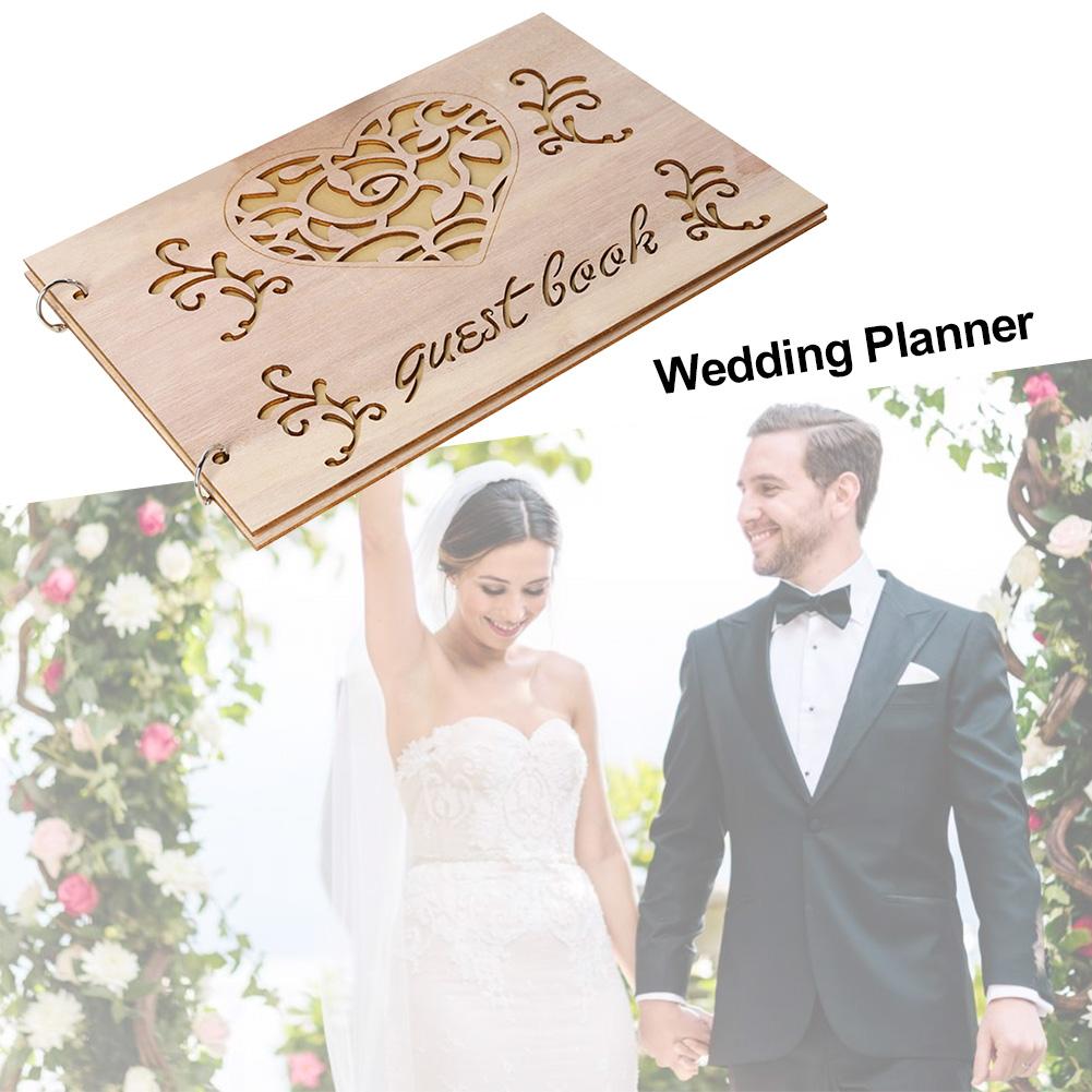 Diy Bruiloft Gast Boek Planner Bruiloft Houten Organizer Perfect Ambachten Voor Wedding Party Benodigdheden Handtekening Boek Teken