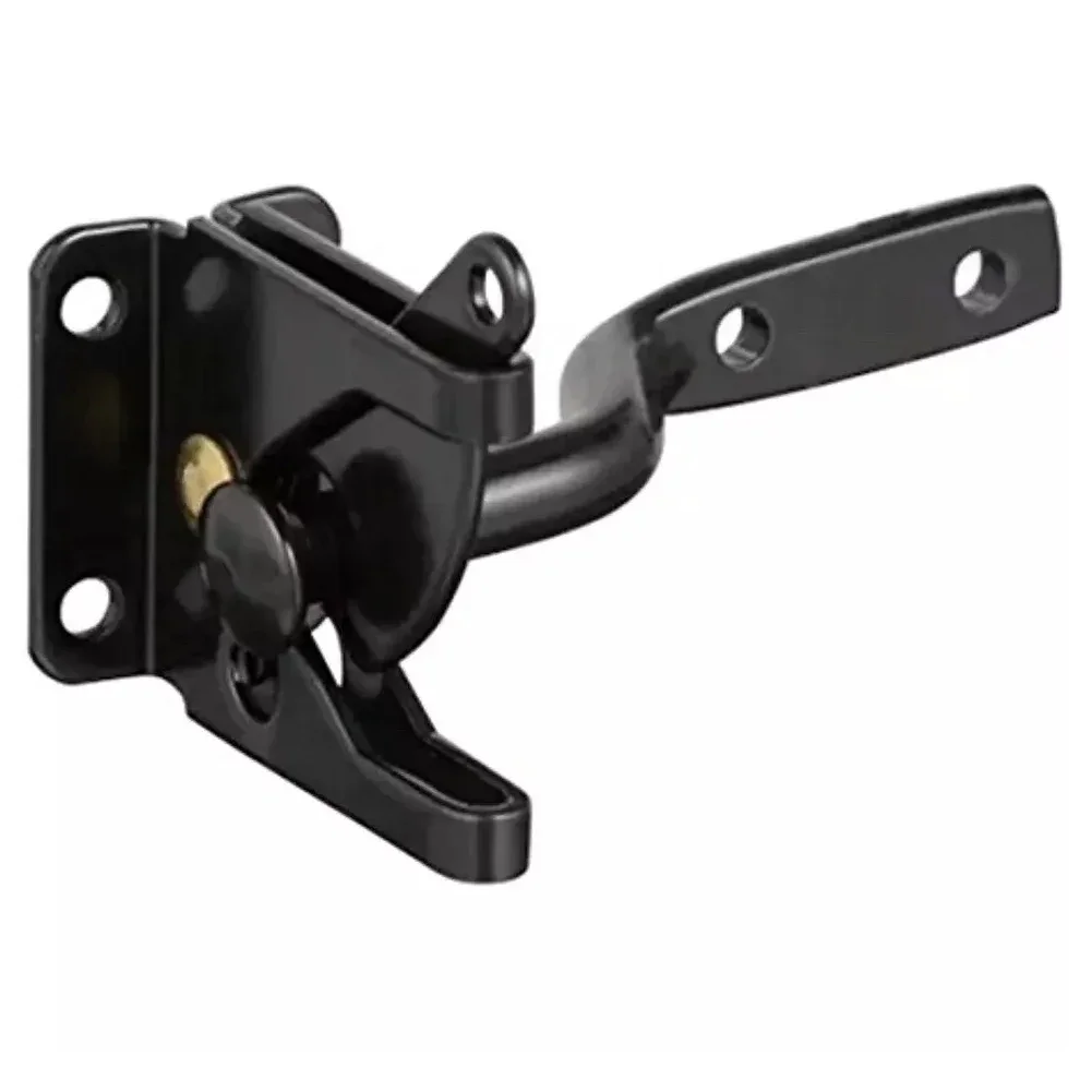 Self Locking Gate Latch Automatic Heavy Force Lever Fence Gate Lock For Wood Fence Gate Door Latches Steel Black Fence Lock Tool