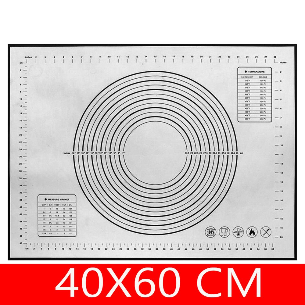 Tapis de cuisson en Silicone antiadhésif avec echelle, tapis de pâte à rouler, tapis de pétrir, feuille de pâtisserie de cuisine: Black 40 60cm