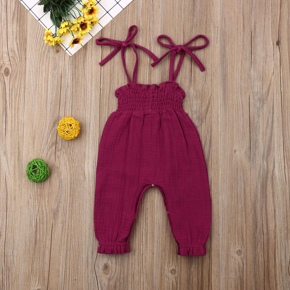 Sommar bebis flickor kläder kläder barn småbarn ärmlös bandage rompers jumpsuit overall spädbarn flickor bomull playsuit