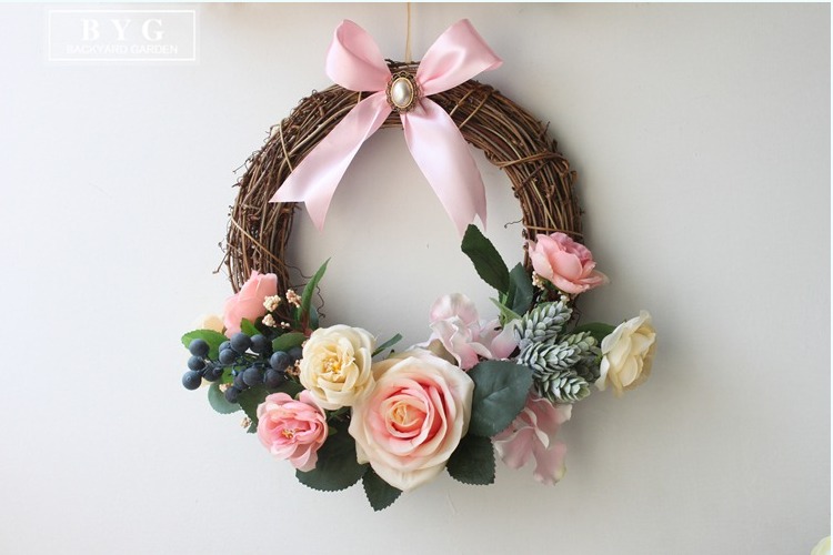 Sztuczne kwiaty jedwabne róże eukaliptusowe jagody drzwi nadproża kwiat lustro girlanda z kwiatów wieniec ślub tło z kwiatami rekwizyty: A