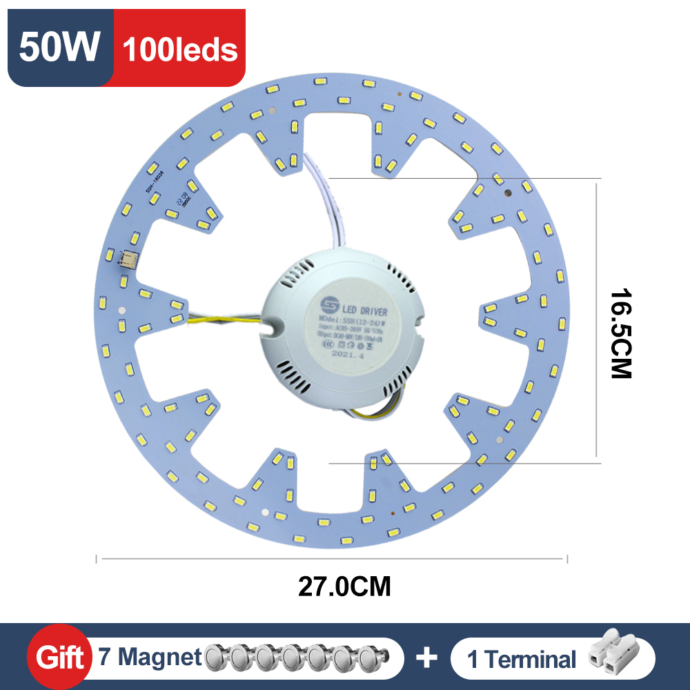 Módulo LED de 220V, Panel LED de anillo, 12W, 15W, 18W, 24W, 30W, 36W, 40W, 50W, Kit de luz LED de repuesto para luces de ventilador de techo: Verde militar