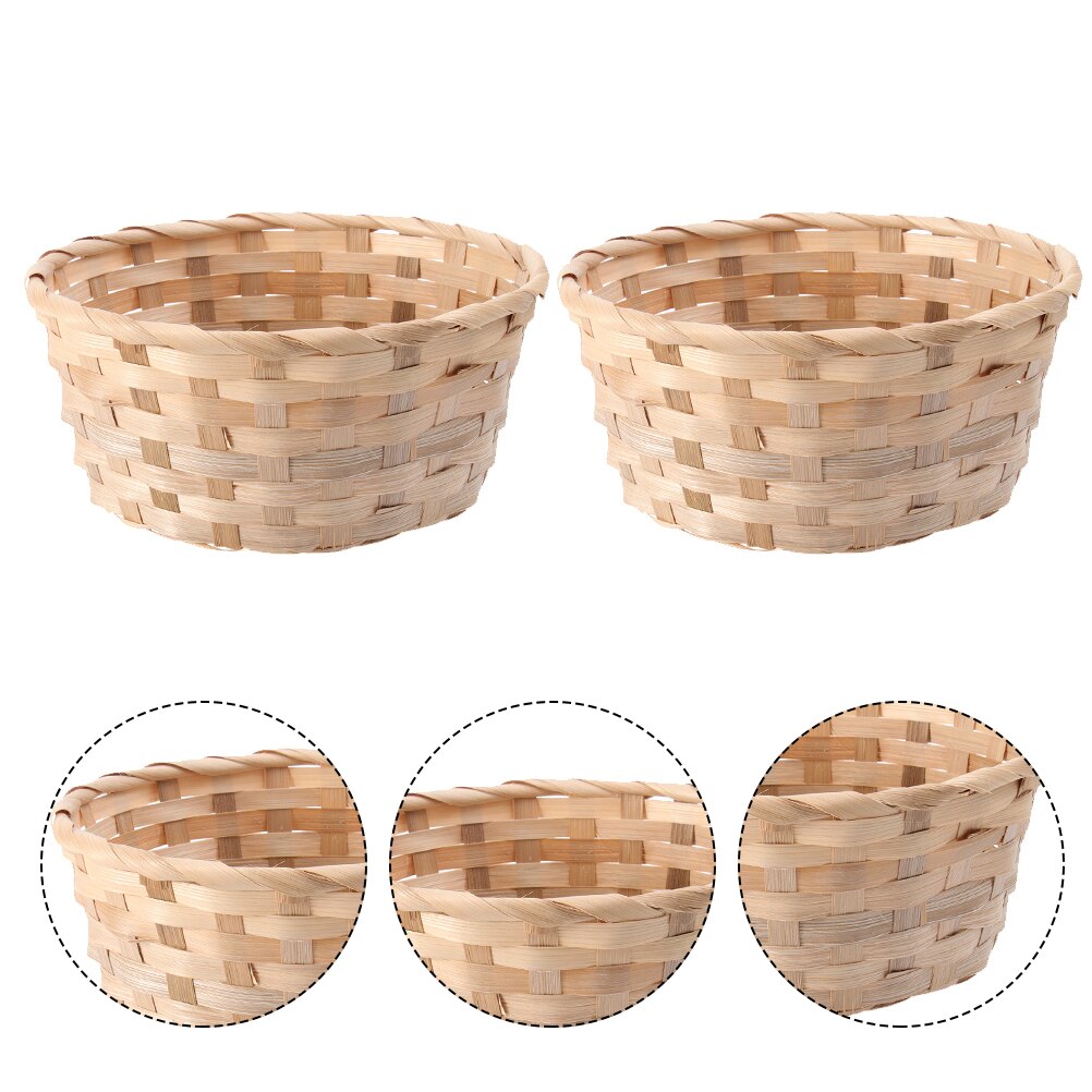 2pcs Storage Basket Durable Practical Easter Basket Fruits Basket Bamboo Baskets for Home Easter Festival: wood color