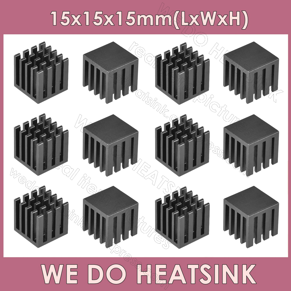 DISSIPADOR DE CALOR WE DO 15x15x15mm sin o con almohadilla térmica tamaño de cubo pequeño disipador de calor de aluminio ranurado anodizado negro radiador enfriador: 1 mm / GOLD