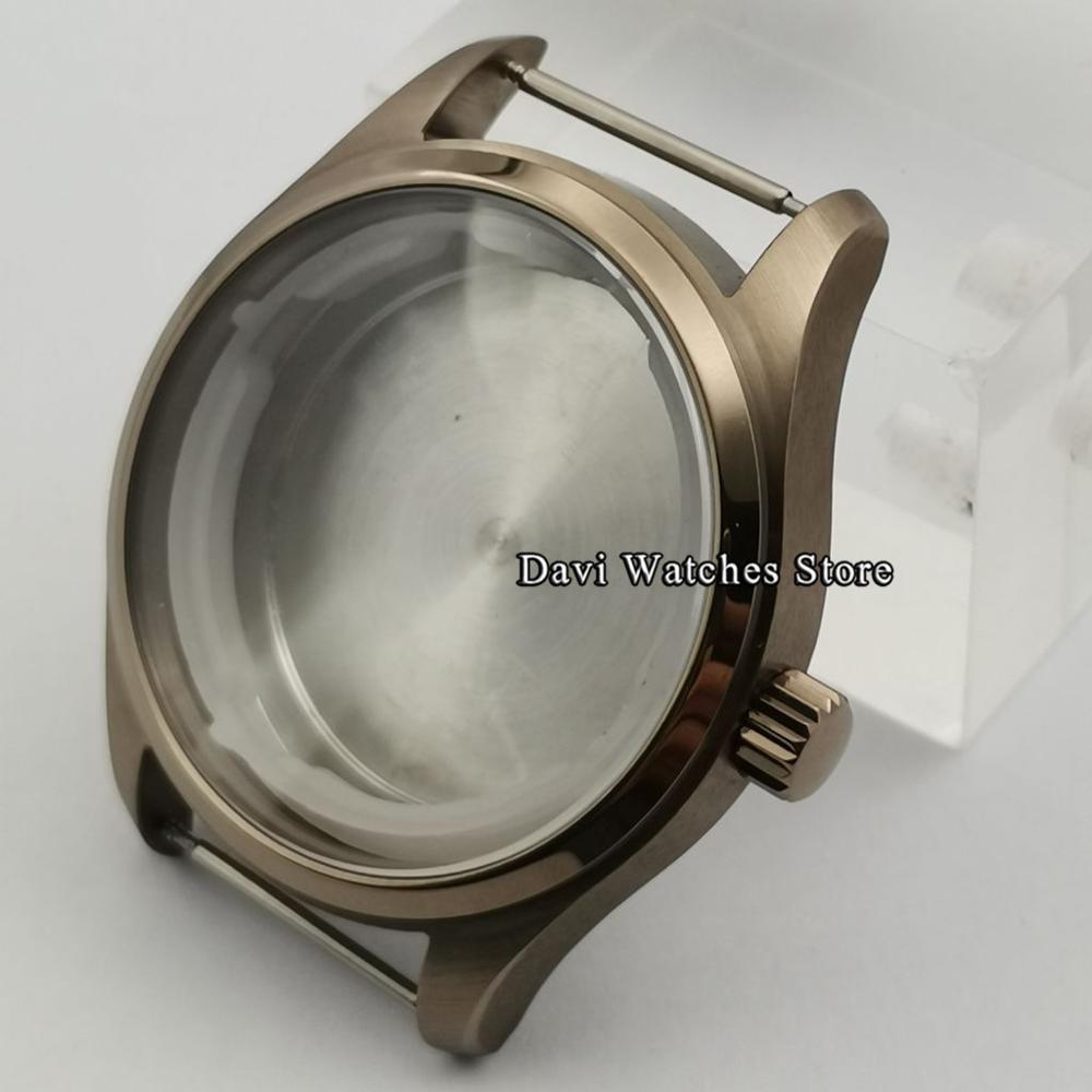 40MM Silver/Bronze coating watch case part brushed Fit NH35/NH36 ETA 2824 movement: B1-ETA 2824 movement