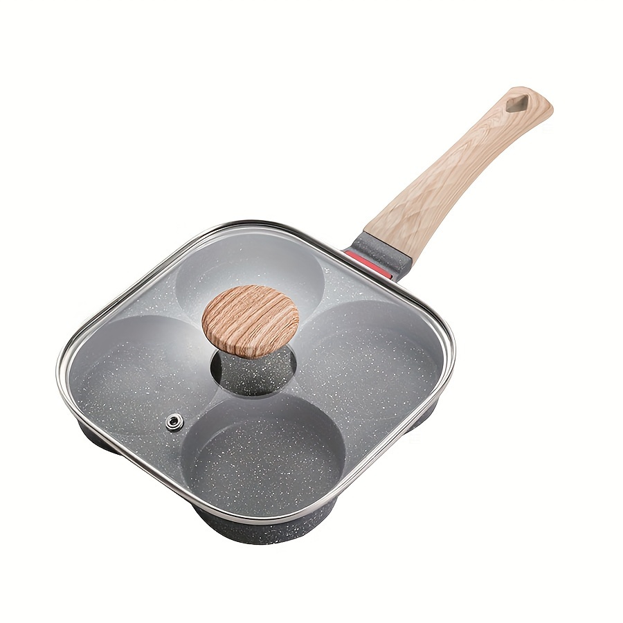 Padella per uova multifunzionale da 1 pezzo con coperchio - Adatta per pancake all'uovo compatibile con fornello a gas e piano cottura a induzione