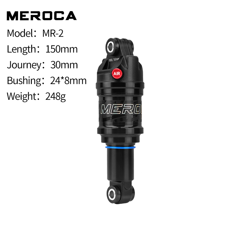 MEROCA vtt vélo amortisseur d'air 165mm 190mm pression d'air réglable en alliage d'aluminium vélo vtt amortisseur d'air: Bourgogne