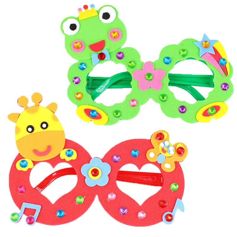 DIY Glasses Baby Kids Children Handmade EVA Glasses Frame Cartoon Glasses Stickers Kids Puzzle Toys Craft Toys