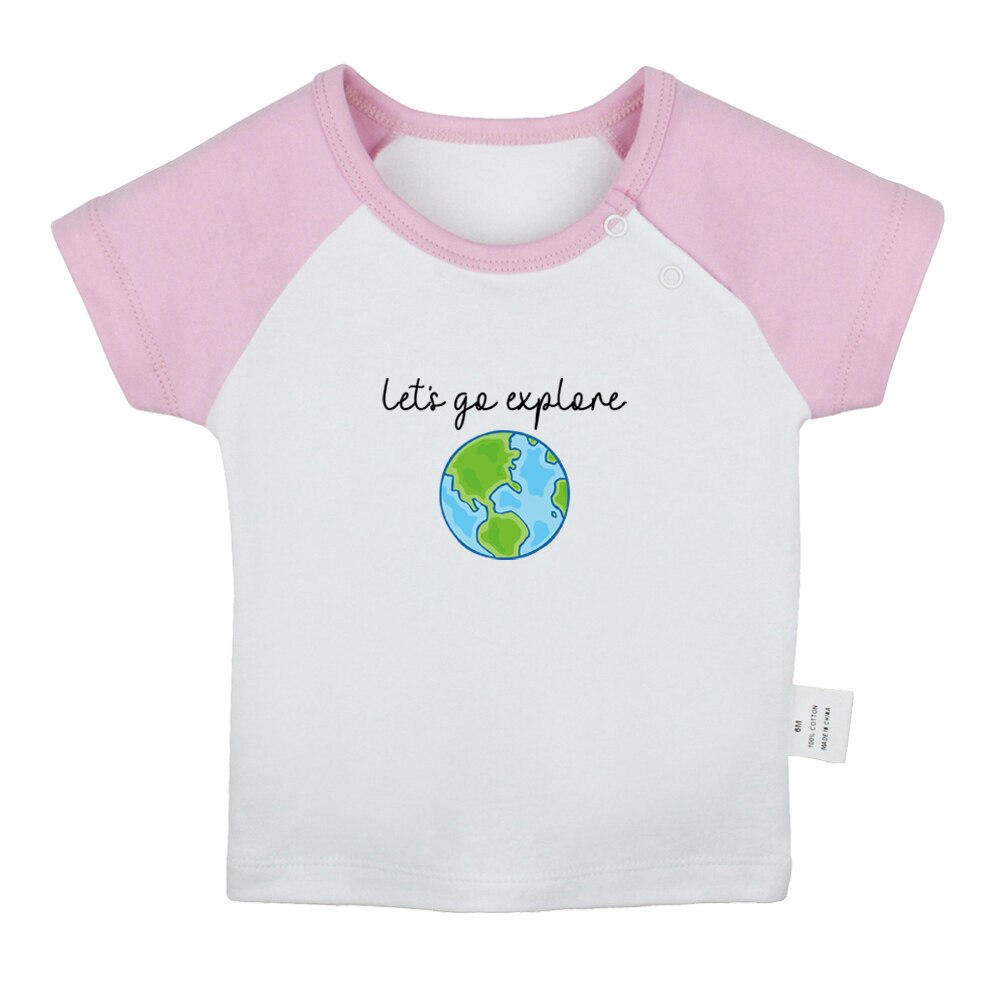 Idzn Laat Gaan Verkennen Aarde Fun Art Gedrukt Baby Jongens T-shirts Leuke Baby Meisjes Korte Mouwen T-shirt pasgeboren Katoen Tops: BabyCP8127D / 12-18M