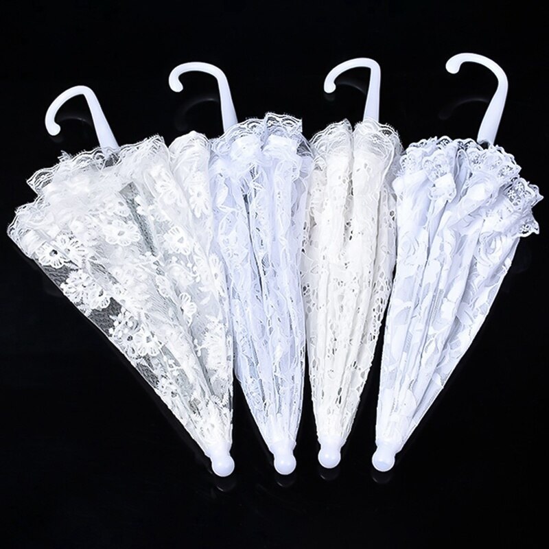 handmade white lace lace parasol and fan set wedding bridal umbrella prop umbrella