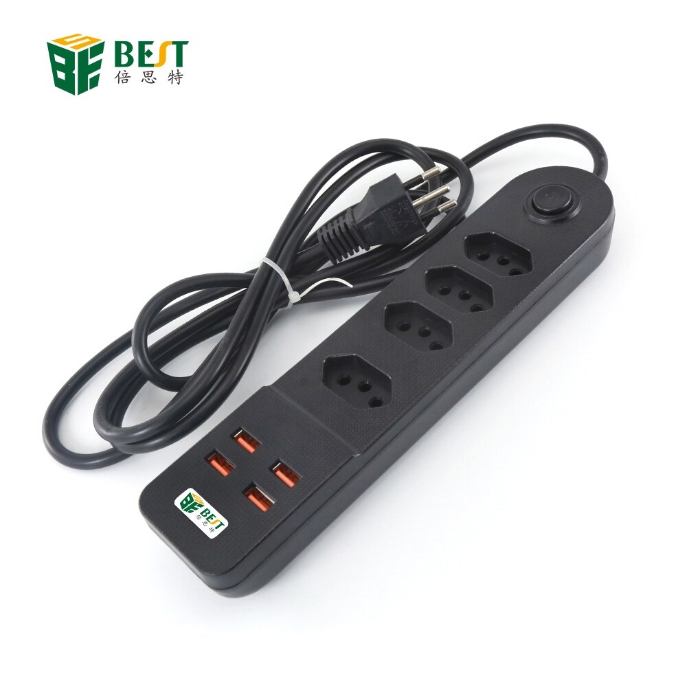 1Pcs Power Socket Brazilian Standard Plug 4 gang Electrical Sockets with 4 USB Ports Brazilian Standard Extension Power Outlet
