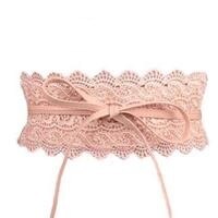 black white wide corset lace belt female self-tie belt belt girth belt women's belt wedding dress belt accessories: Pink