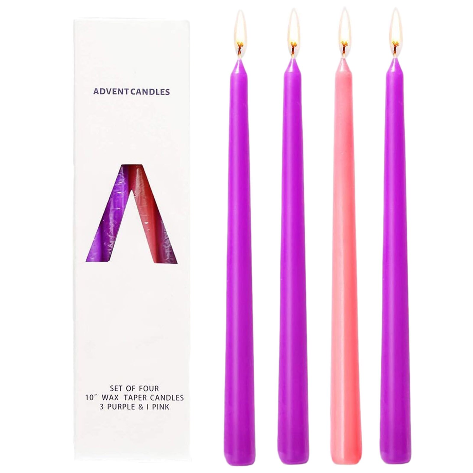4PCS Christmas Advent Candles Night Light 3 Purple And 1 Pink Candles Decor For Birthdays Weddings Party Home