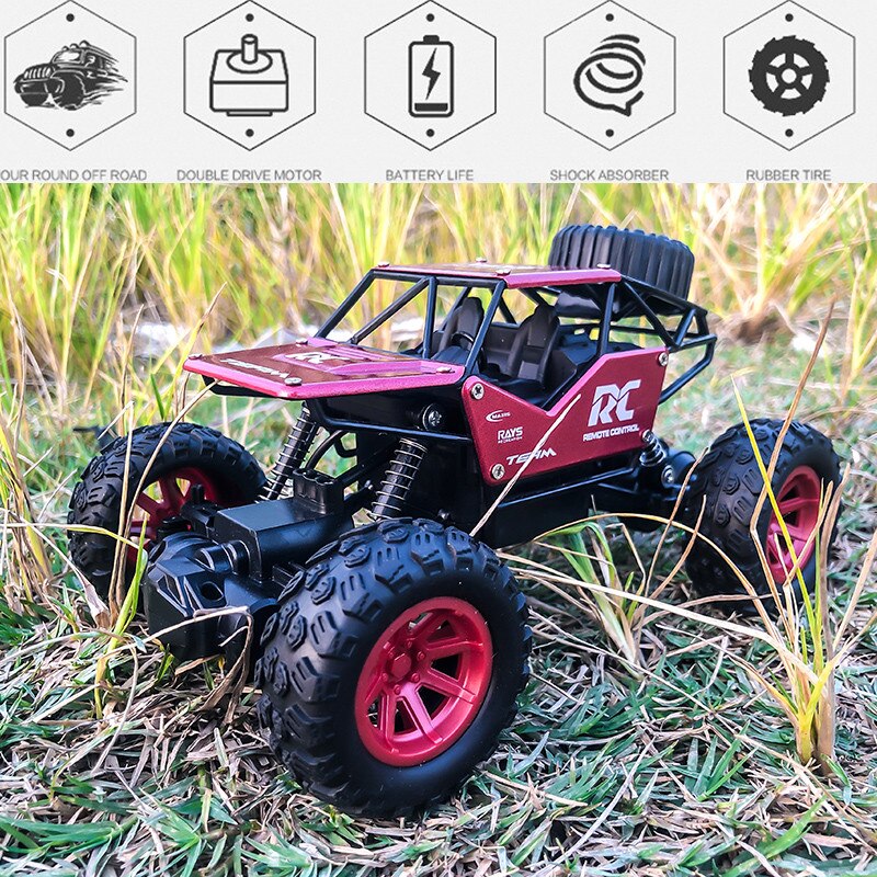 12x20x14cm 1/18 2.4ghz 4wd Gw126 Radio Remote Control Off Road Rc Car Atv Buggy Climbtruck Control Distance 80m Off-road Vehicle: Red 