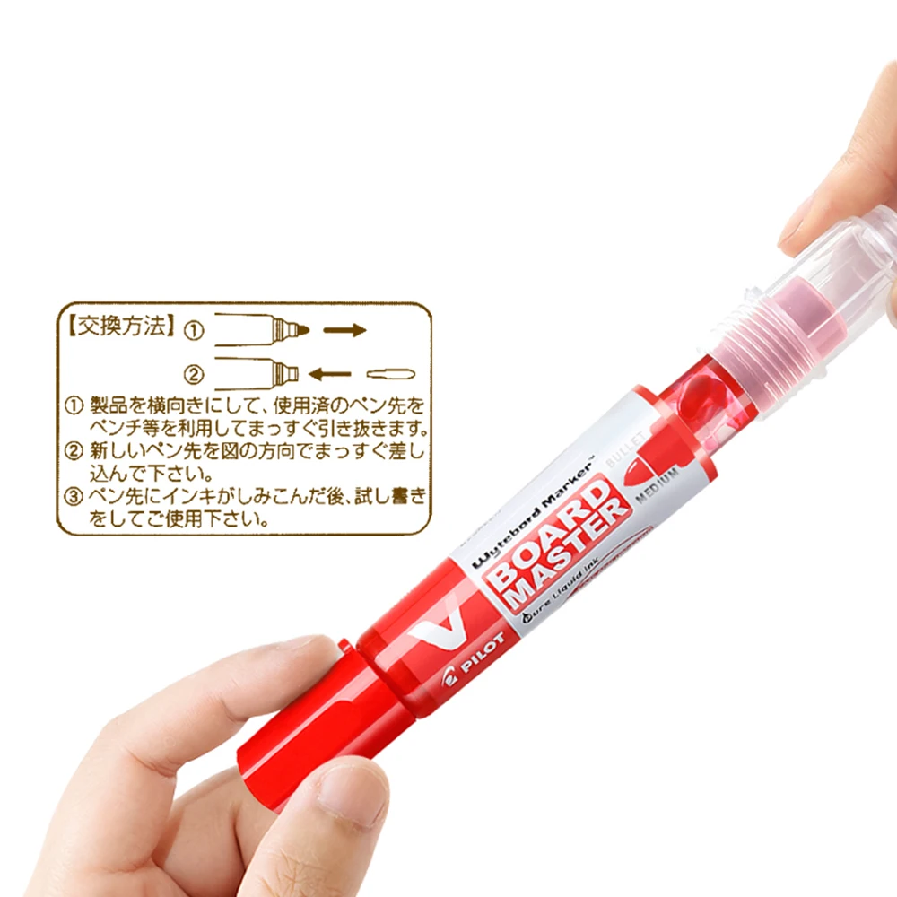 Pilot color whiteboard-tusj, slettbar, påfyllbar penn, v board master, japansk skrivesaker, 1.7-12mm tørrviskende tusjer for skolen