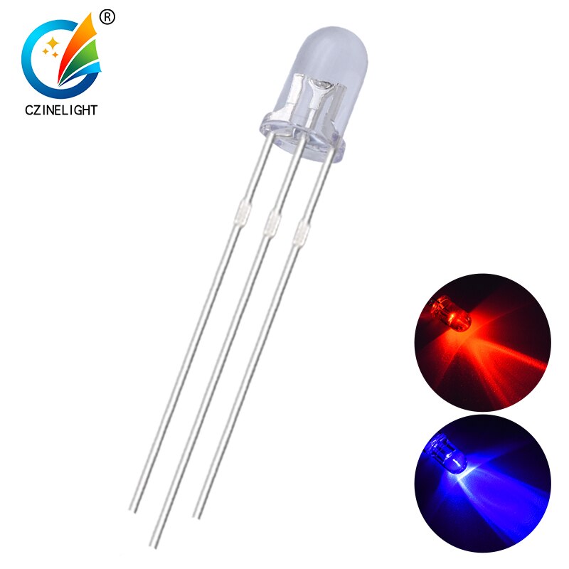 1000 Stks/zak Czinelight Fabriek Prijs Dip F5 Clear Lens 3pin 5Mm Rode Plus Groen Blauw Geel Groen Bicolor Led emitting Diode