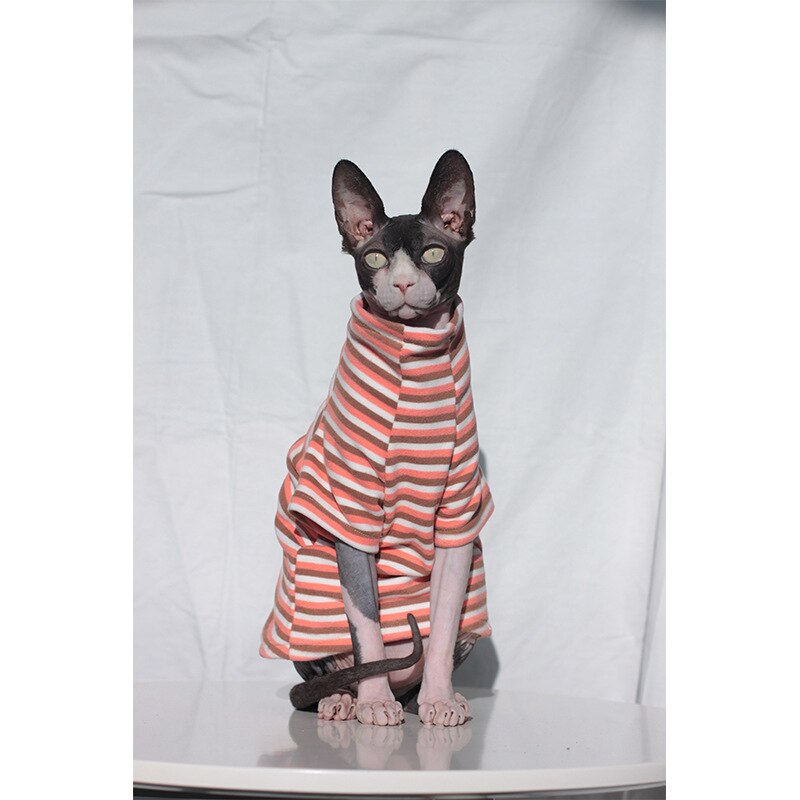 Pet clothes Sphinx hairless cat dog spring velvet warm stretch bottom coat clothes for cats puppy clothes: red / S