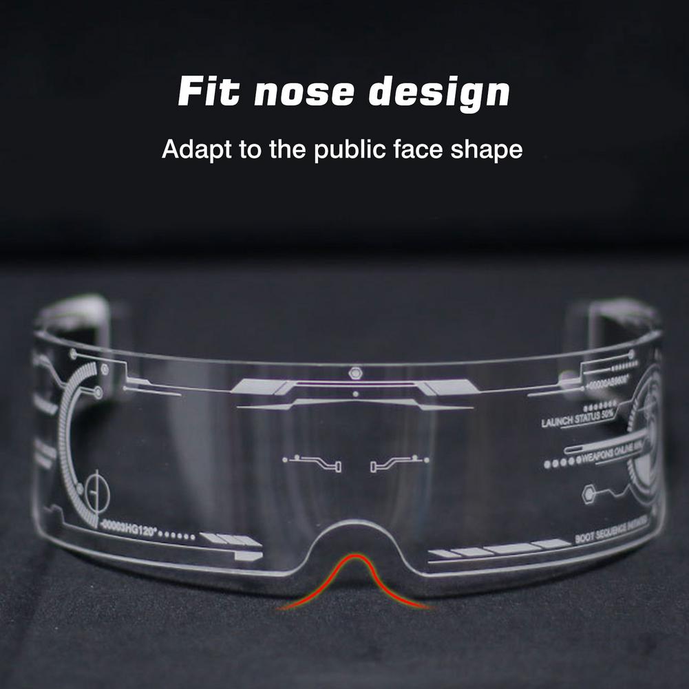 LED Luminous Glasses Futuristic Electronic Visor Glasses Light Up Glasses Prop For Halloween Festival KTV Bar Party Performance