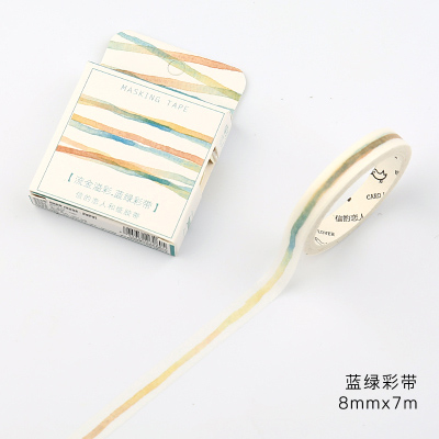 JUKUAI Aquarell Vergoldung Washi Klebeband DIY Dekoration Scrapbooking Planer Maskierung Band Klebeband Etikett-aufkleber Schreibwaren8123: 02 Blau -Nein Vergoldung