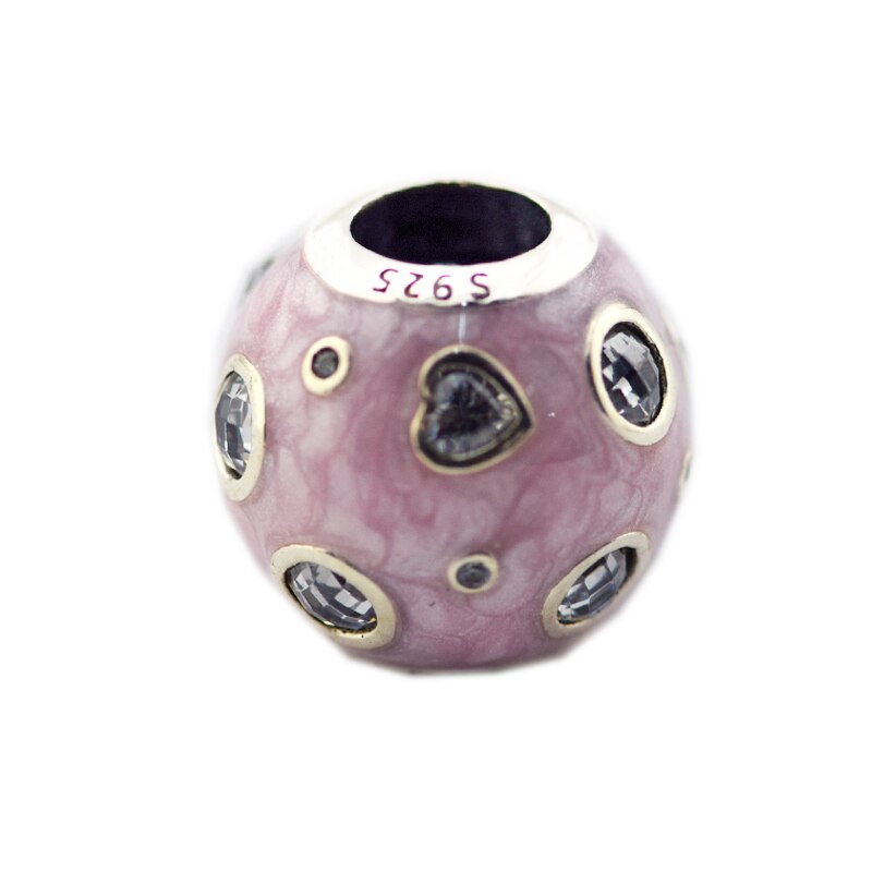 925 Original Silver Beads Pearlescent Pink Dreams Charm Fits European Woman DIY Bracelets Beads For Jewelry Making