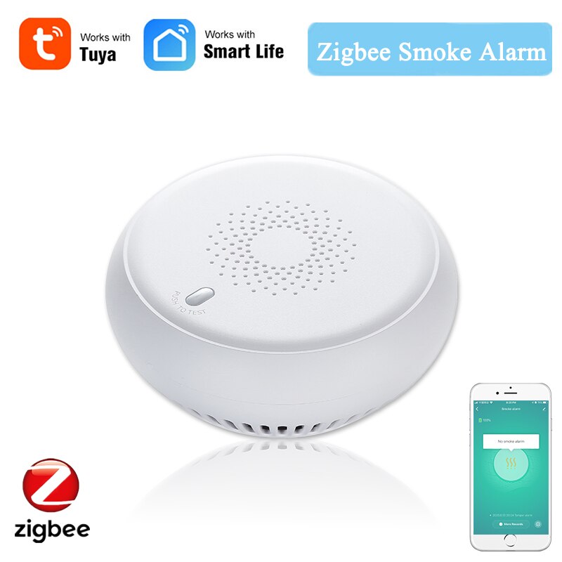 Tuya zigbee 3.0 brannalarm røykvarsler smart hjem system 2.4 ghz høy følsomhet sikkerhetsforebyggende røyksensor røykvarsler